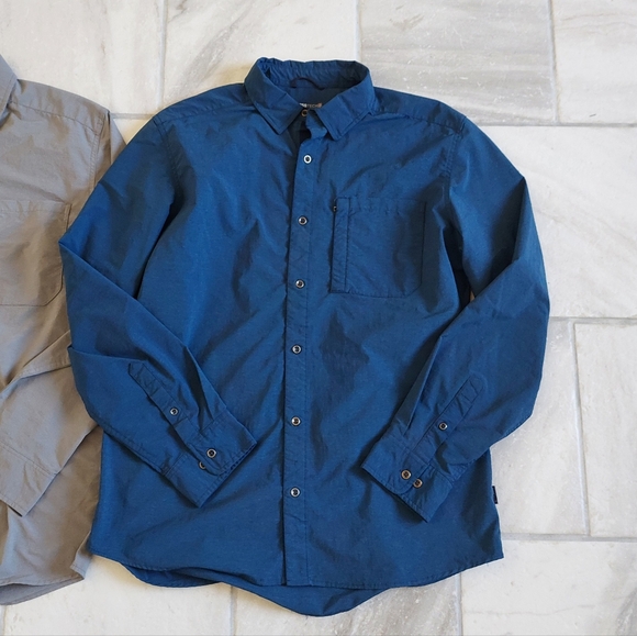 SWISS TECH Shirt Long Sleeve Button Up Nylon Blue and Gray L Large SM48Y120 - Picture 3 of 6